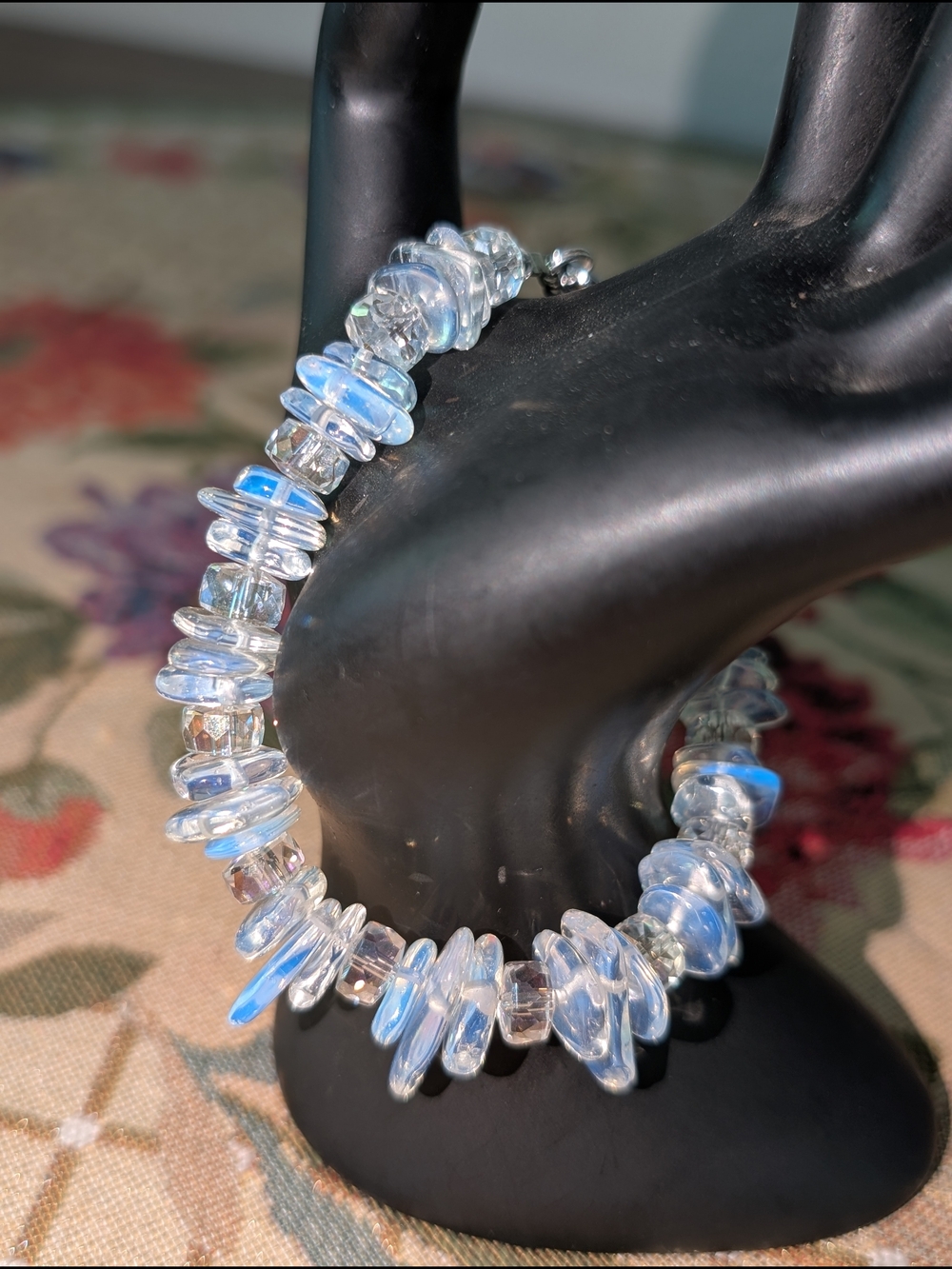 Iridescent Moonstone Bead Bracelet With Extension - Women's Jewelry